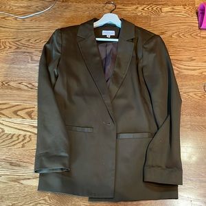 Something Navy olive drapey blazer, xs
